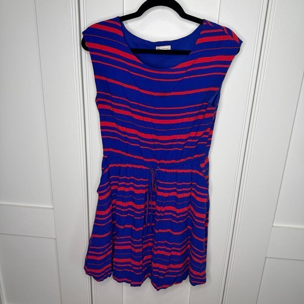 Gap Darcy Dress XS Red Blue with Pickets and Tie Waist (c1)
